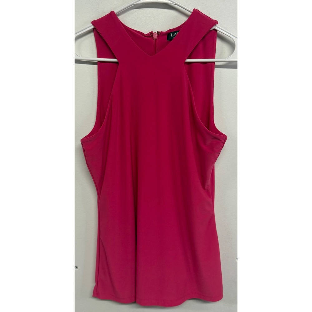 Lauren Ralph Lauren Pink Sleeveless Cutout High Neck Top Blouse Small